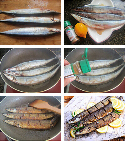香煎<a href=/shicai/shuichanpin/QiuDaoYu/index.html target=_blank><u>秋刀鱼</u></a>步骤1-6