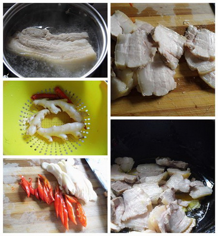 姜爆回锅肉步骤1-5