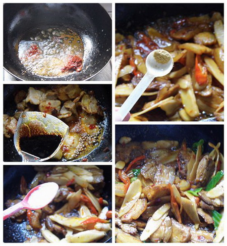 姜爆回锅肉步骤6-10