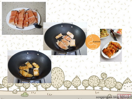 香煎<a href=/shicai/shuichanpin/SanWenYu/index.html target=_blank><u>三文鱼</u></a>骨步骤1-4