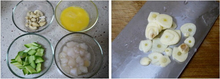 <a href=/shicai/guopin/YaoGuo/index.html target=_blank><u>腰果</u></a><a href=/shicai/shucai/GuiHua/index.html target=_blank><u>桂花</u></a>炒<a href=/shicai/shuichanpin/XianBei/index.html target=_blank><u>鲜贝</u></a>步骤1-2