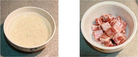 <a href=/shicai/mimian/NuoMi/index.html target=_blank><u>糯米</u></a>蒸<a href=/shicai/rouqin/PaiGu/index.html target=_blank><u>排骨</u></a>步骤1-2