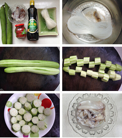 <a href=/shicai/shucai/SiGua/index.html target=_blank><u>丝瓜</u></a>蒸小鲜鱿步骤1-6