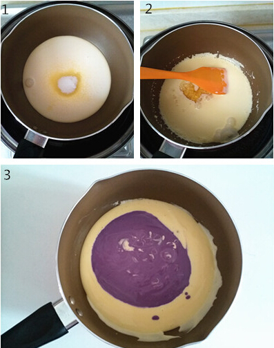 <a href=/shicai/shucai/ZiShu/index.html target=_blank><u>紫薯</u></a>椰奶<a href=/shicai/mimian/XiMi/index.html target=_blank><u>西米</u></a>布丁步骤3-4