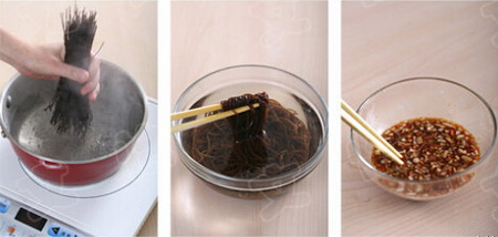 凉拌酸辣<a href=/shicai/mimian/JueGenFen/index.html target=_blank><u>蕨根粉</u></a>步骤3-4