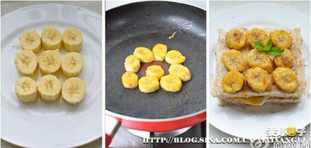 肉桂<a href=/shicai/guopin/XianJiao/index.html target=_blank><u>香蕉</u></a><a href=/shicai/guopin/HuaSheng/index.html target=_blank><u>花生</u></a>酱土司步骤3-5