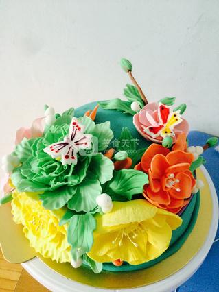 鸟语花香翻糖蛋糕