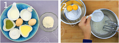 绿茶<a href=/shicai/mimian/HongDou/index.html target=_blank><u>红豆</u></a>蛋糕步骤1-2