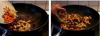 <a href=/shicai/guopin/PingGuo/index.html target=_blank><u>苹果</u></a>鸡丝炒饭步骤3-4