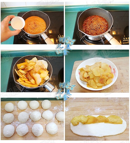 焦糖肉桂<a href=/shicai/guopin/PingGuo/index.html target=_blank><u>苹果</u></a><a href=/shicai/mimian/MianBao/index.html target=_blank><u>面包</u></a>卷步骤7-12