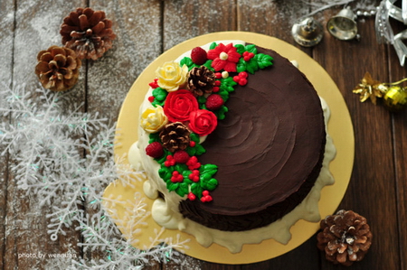 圣诞树桩蛋糕步骤