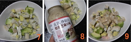 <a href=/shicai/guopin/NuiYouGuo/index.html target=_blank><u><a href=/shicai/guopin/NiuYouGuo/index.html target=_blank><u>牛油果</u></a></u></a>白虾仁沙拉步骤7-9