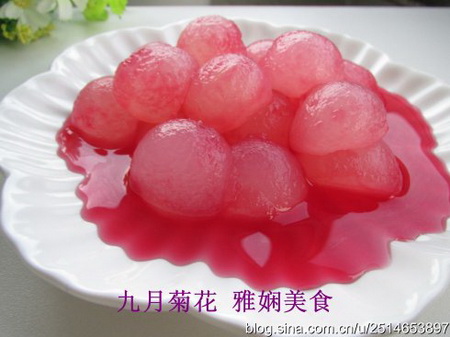 胭脂<a href=/shicai/shucai/DongGua/index.html target=_blank><u>冬瓜</u></a>球的做法