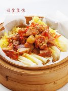 脆皮烧肉蒸白菜